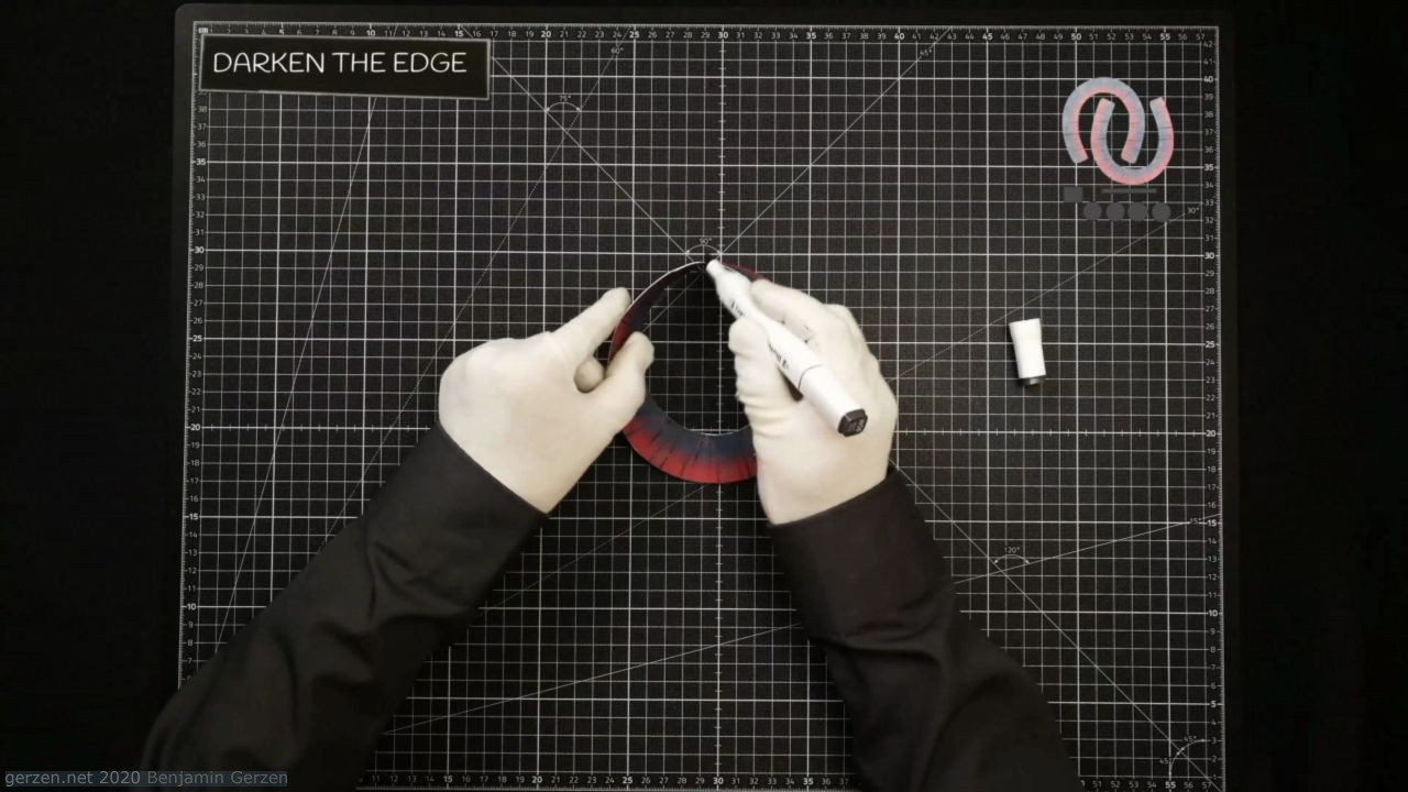 14: Use a black marker to make the edges of the ribbon darker.