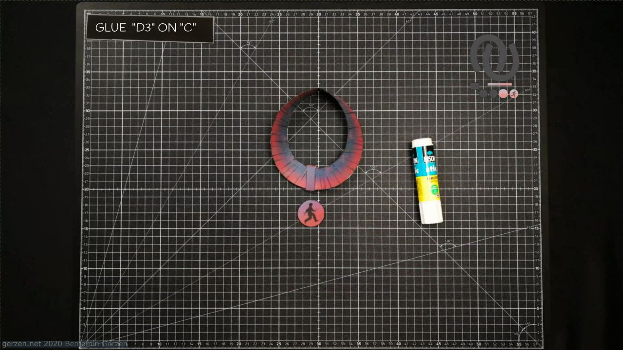 30. Glue pattern "D3" to pattern "C".