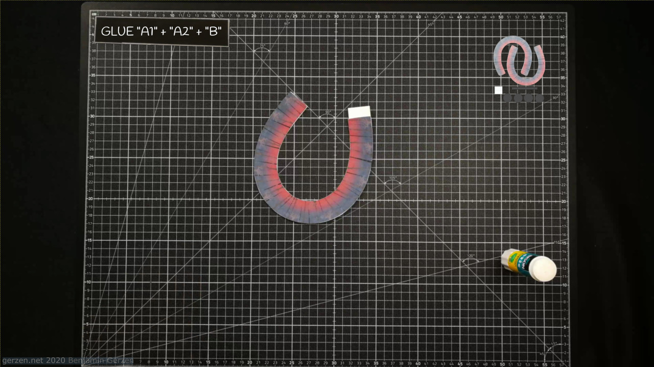 7: Intermediate result, parts "A1", "A2" and "B" glued together.
